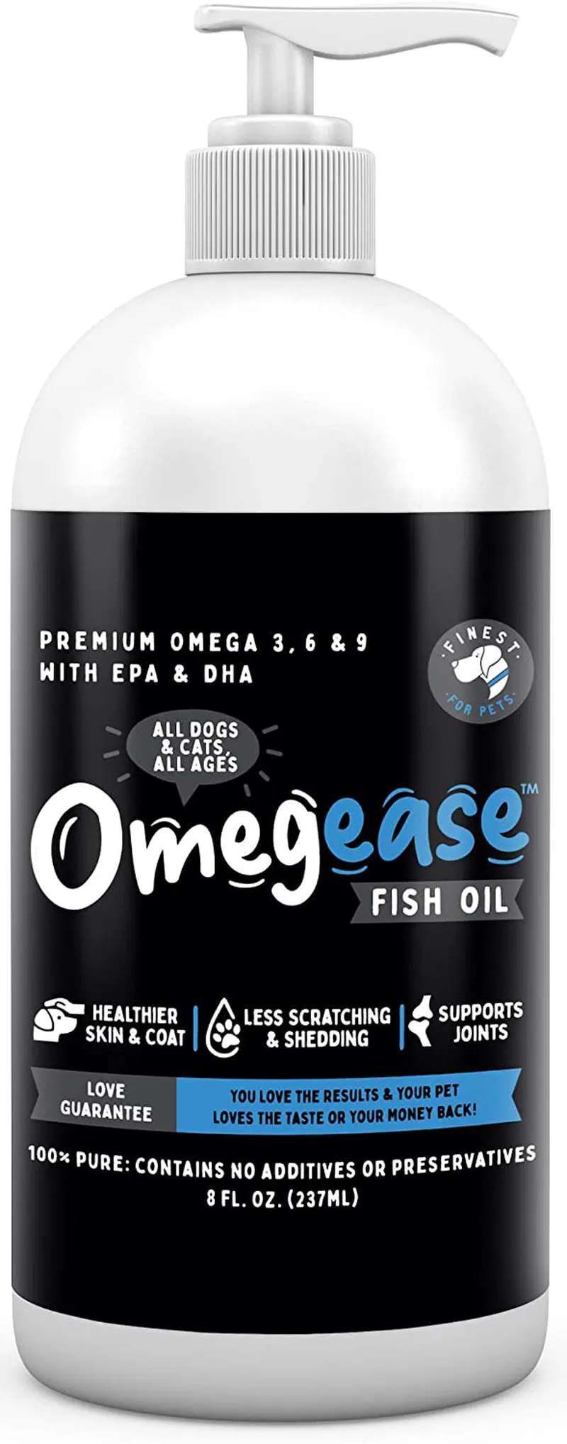 100% Pure Omega 3, 6 & 9 Fish Oil for Dogs and Cats. Supports Joint Function, Immune & Heart Health. All Natural EPA   DHA Fatty Acids for Skin & Coat. Liquid Food Supplement for Pets - 32 oz