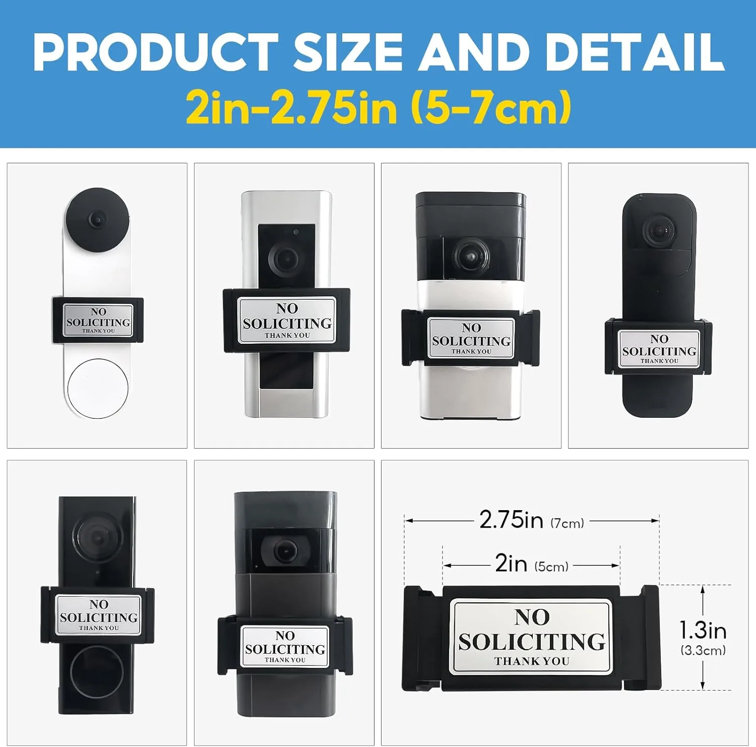2-Pack Retractable No Soliciting Sign for Front Door, Ideal for Night Shift, Pets & Babies, Fits Any Doorbell Camera, Easy Install, Dual Sign (Do Not Disturb   No Soliciting), Durable & Visible (WHITE)