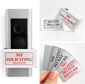 2-Pack Retractable No Soliciting Sign for Front Door, Ideal for Night Shift, Pets & Babies, Fits Any Doorbell Camera, Easy Install, Dual Sign (Do Not Disturb   No Soliciting), Durable & Visible (WHITE)