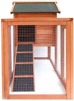 2-Story Wooden Rabbit Hutch Indoor/Outdoor Bunny Cage with Removable Tray - Weatherproof Chicken Coop, Guinea Pig House for Small Animals (Natural Wood)