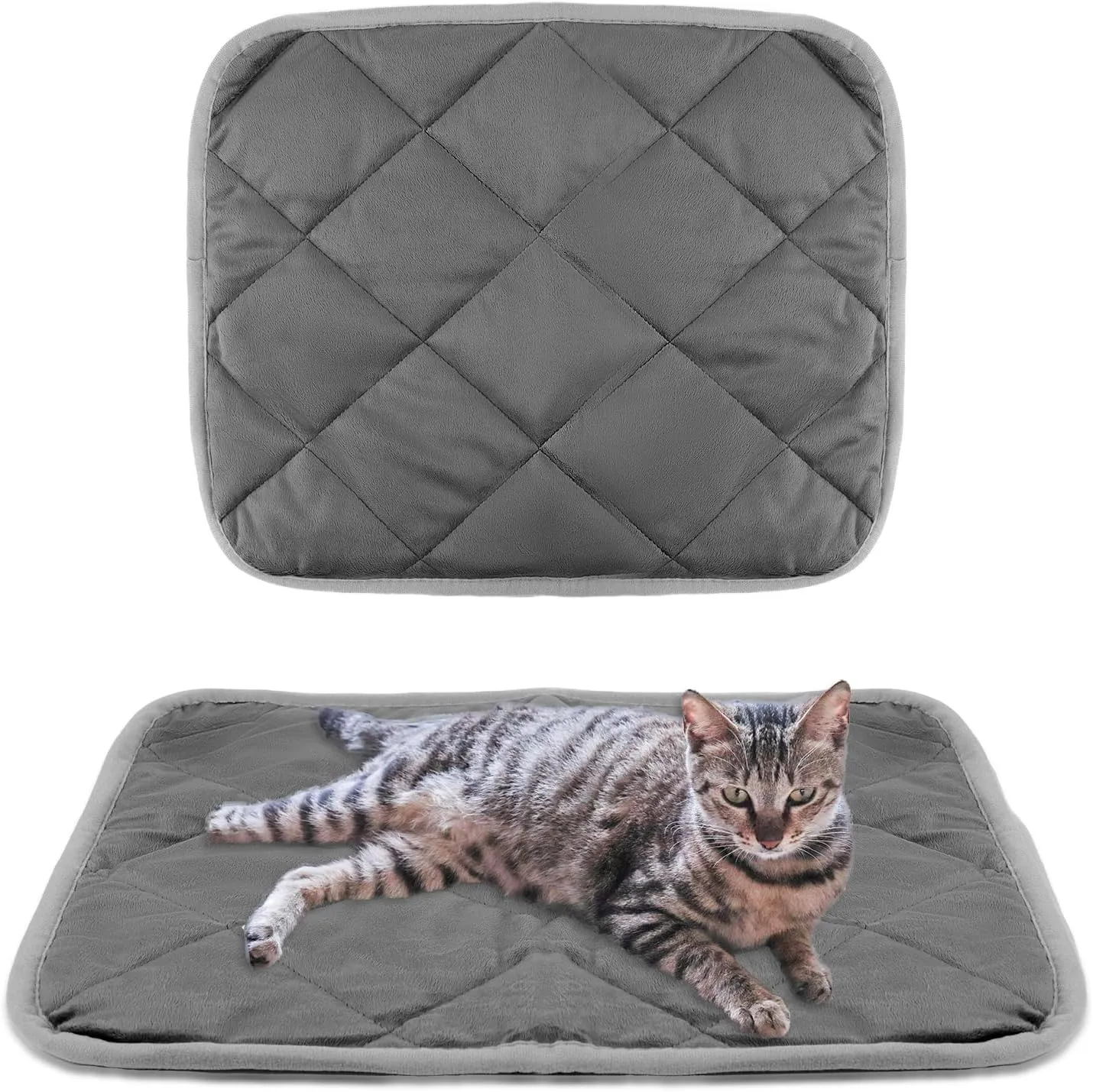 2PCS Self Heating Cat Pad, Soft Self Warming Cat Mat Extra Warm Dog Kennel Mat, Thermal Indoor Pet Heated Bed, Comfortable Non-Slip Pad for Puppy Bunnies Rabbit in Winter ( 18.90 x 27.56 inches )