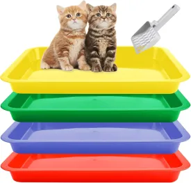 4 Pcs Open Small Kitten Litter Box, 15x12x1.4 Inch Low Entry Mini Open Cat Litter Box Rabbit Litter Pan Portable Shallow Litter Box Waterproof Travel Toilet for Bunny Guinea Pig Small Pet