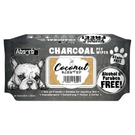 Absorb Plus Charcoal Pet Wipes Coconut Scented 15cm x 20cm - 80sheets