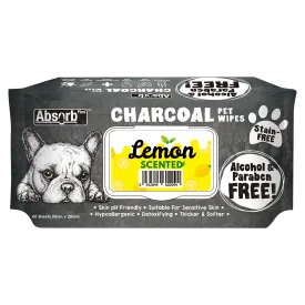 Absorb Plus Charcoal Pet Wipes Lemon Scented 15cm x 20cm - 80sheets