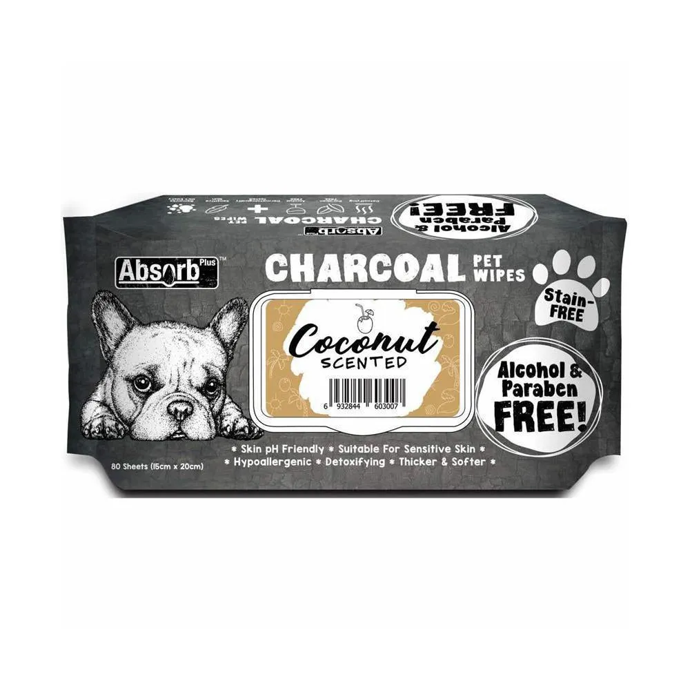 AbsorbPlus Wipes (Charcoal) - Coconut Scented (80 pack)
