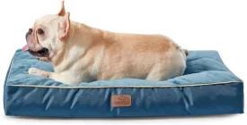 Bedsure Washable Dog Bed Medium Size Dog - 4 Inch Thicken Up to 45lbs Waterproof Pet Mat Pillows with Removable Washable Cover, Blue