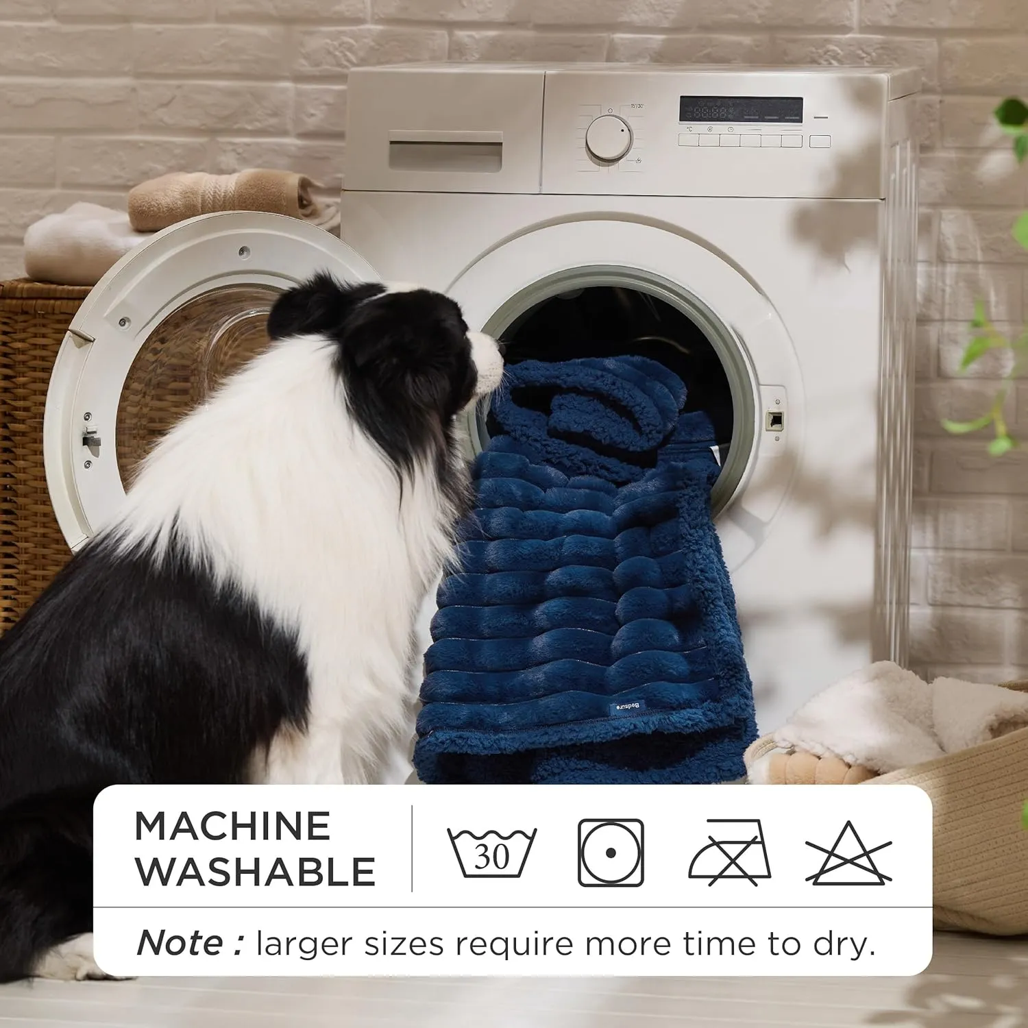 Bedsure Waterproof Dog Blankets for Large Dogs - Soft Pet Cat Blanket Corduroy Fleece for Bed Protector Washable, Cozy Calming Reversible Furniture Protection for Puppy,60"x80", Navy Blue