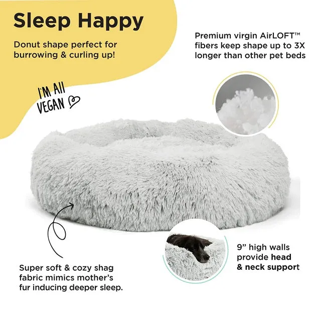 Best Friends by Sheri The Original Calming Donut Cat & Dog Bed, Frost Shag Fur