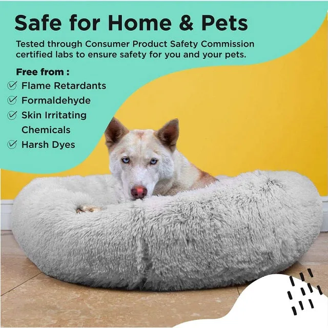 Best Friends by Sheri The Original Calming Donut Cat & Dog Bed, Frost Shag Fur