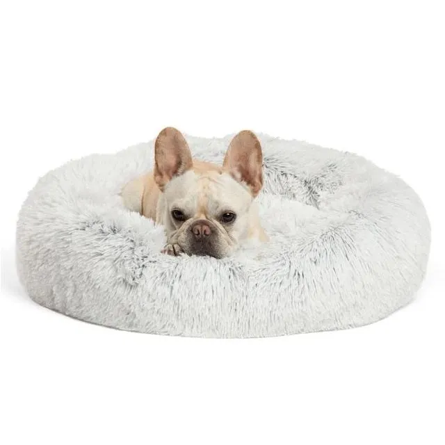 Best Friends by Sheri The Original Calming Donut Cat & Dog Bed, Frost Shag Fur