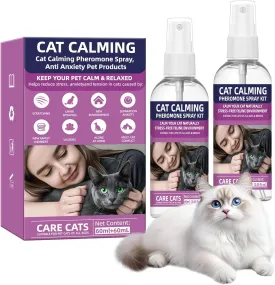 Cat Calming Pheromone Spray Kit Feline Calm Pheromones Vet Recommended Drug-Free Anxiety Relief for Multi-Cat Homes,Stops Scratching & Urine Marking,60-Day Supply | Drug-Free (2 * 60 mL)