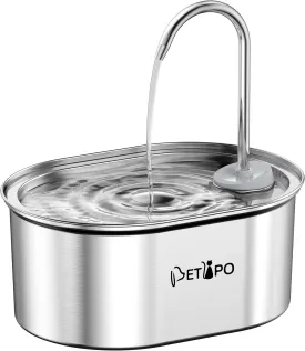 Cat Water Fountain Stainless Steel, 108oz/3,2L Pet Water Fountain, Ultra-Quiet Water Fountains for Cats Indoor, Faucet Water Flow Design Cat Fountain, Pet Water Dispenser Easy to Clean for Multi-Pets