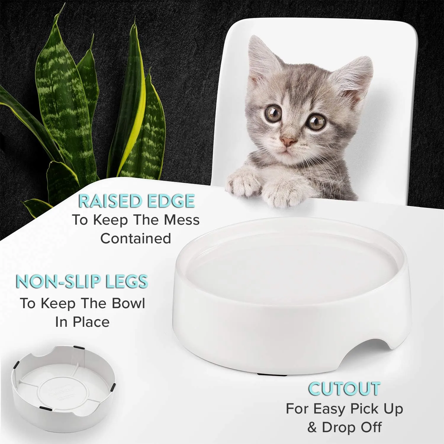 CatGuru Food Table for Cat Bowl, Non Slip Pet Feeding Station for Cat Food Bowls, Raised Stand for Food and Water Cats Bowls, Elevated Pet Feeder, Stress Free Pet Dish Stand (Marshnallow)