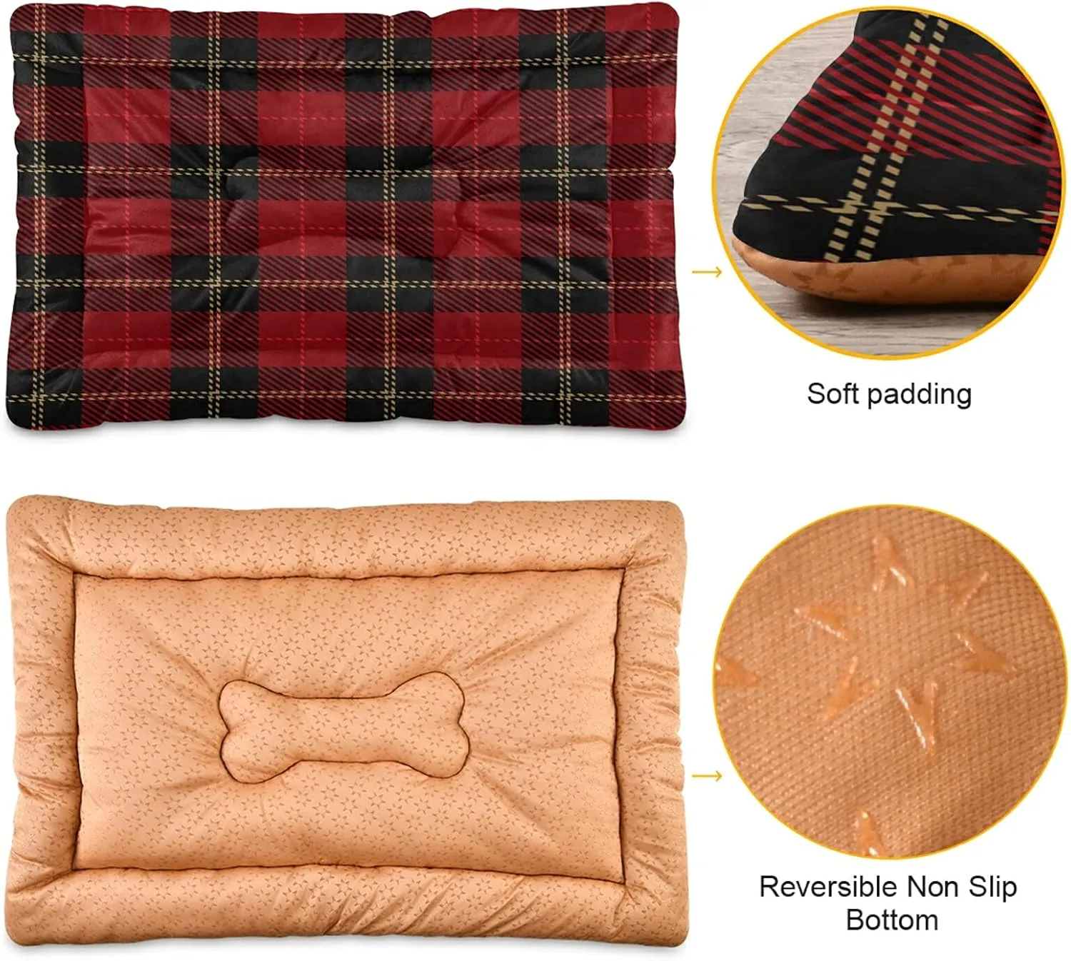Christmas Tartan Plaid Red Dog Bed Winter Black Line Medium Pet Bed Mat Non Slip Cat Beds Pad Mats Soft Dogs Bed Pillows Pets Blanket Cushion
