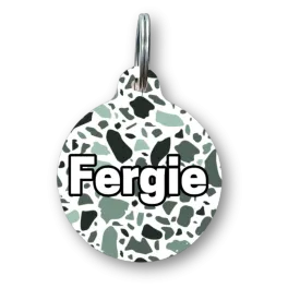 Dark Green Terrazzo Circle Pet Tag