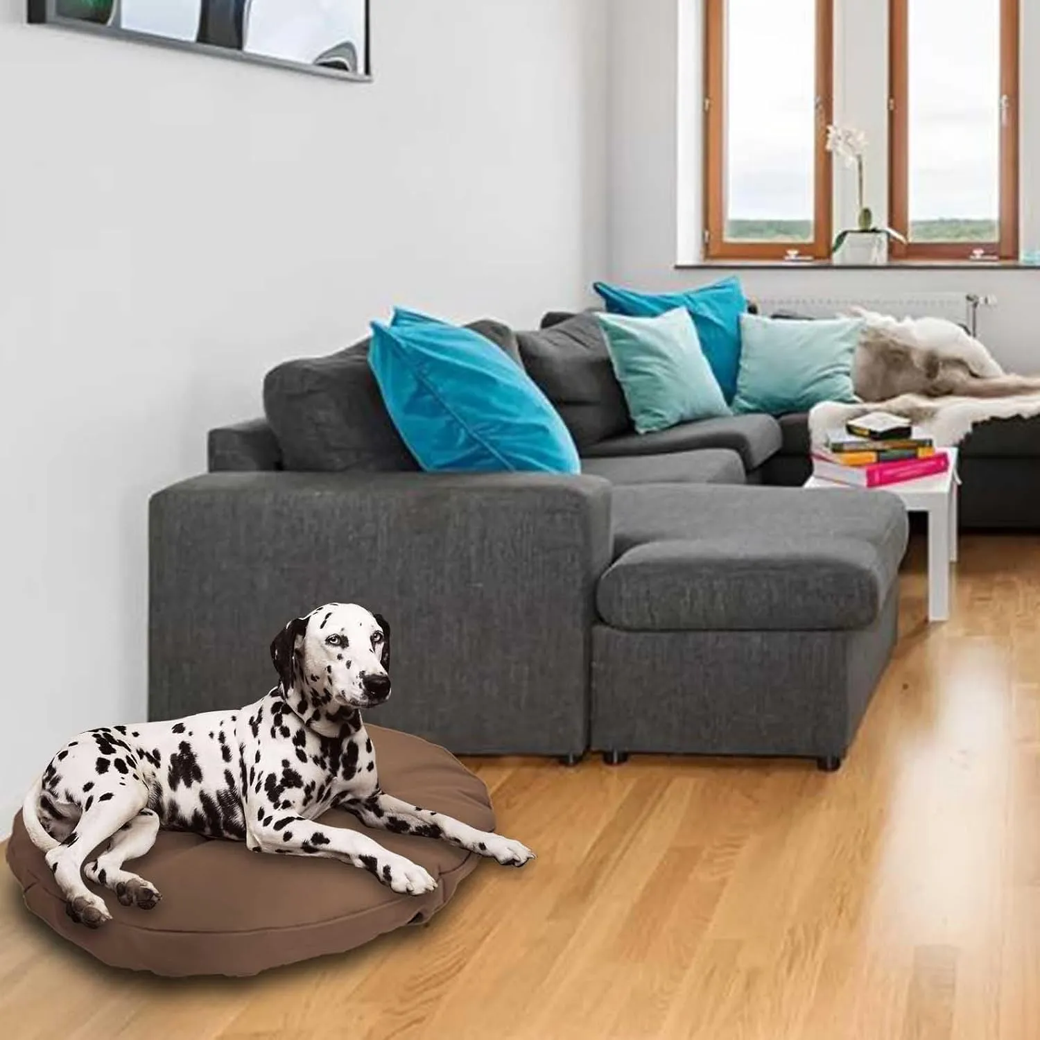 Dog Bed Cover Waterproof Replacement Machine Washable Covers for 20x20 Inch Dog Bed Heavy Duty Scratch Resistant Mattress Protector Pet Bed Round Brown Cover Only