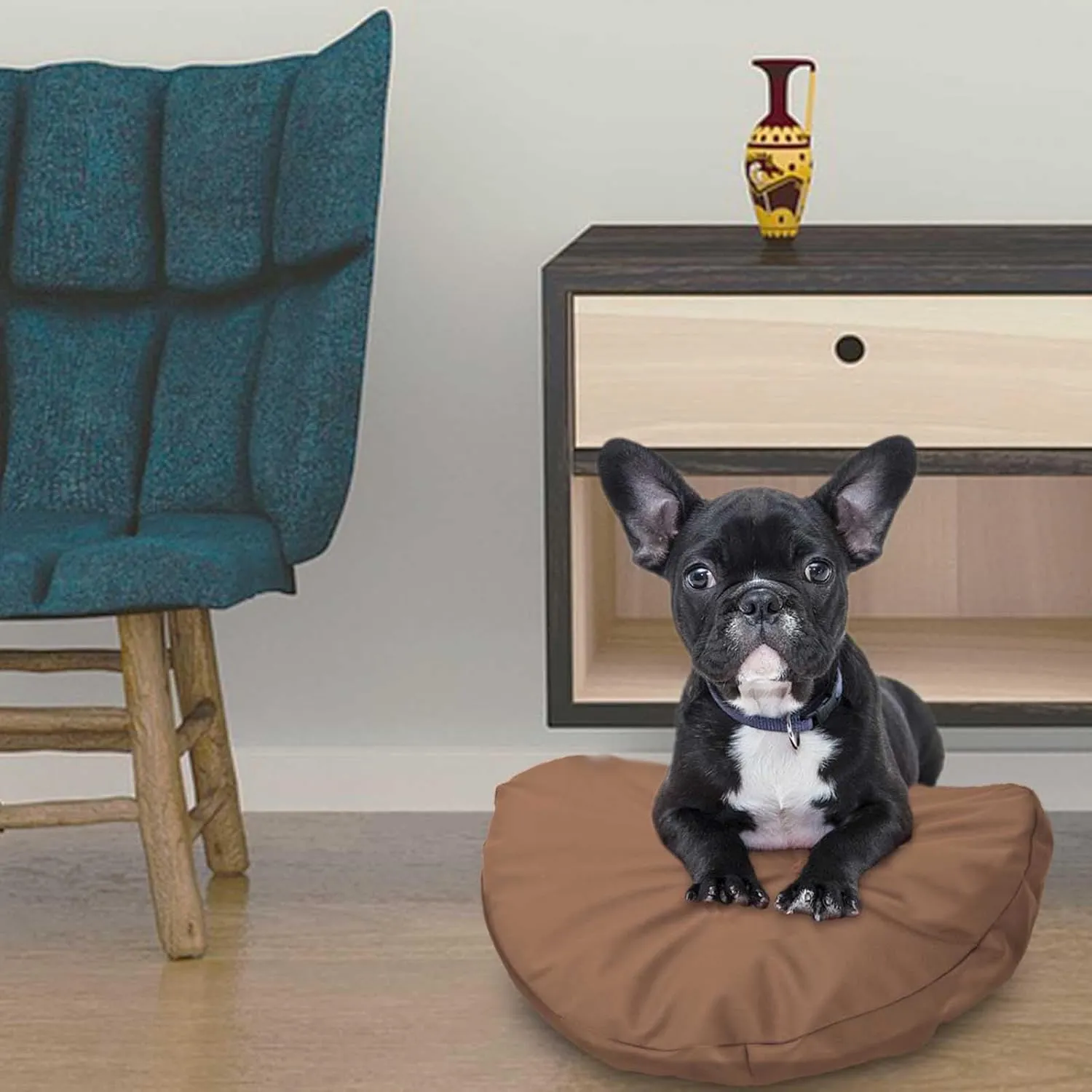 Dog Bed Cover Waterproof Replacement Machine Washable Covers for 20x20 Inch Dog Bed Heavy Duty Scratch Resistant Mattress Protector Pet Bed Round Brown Cover Only