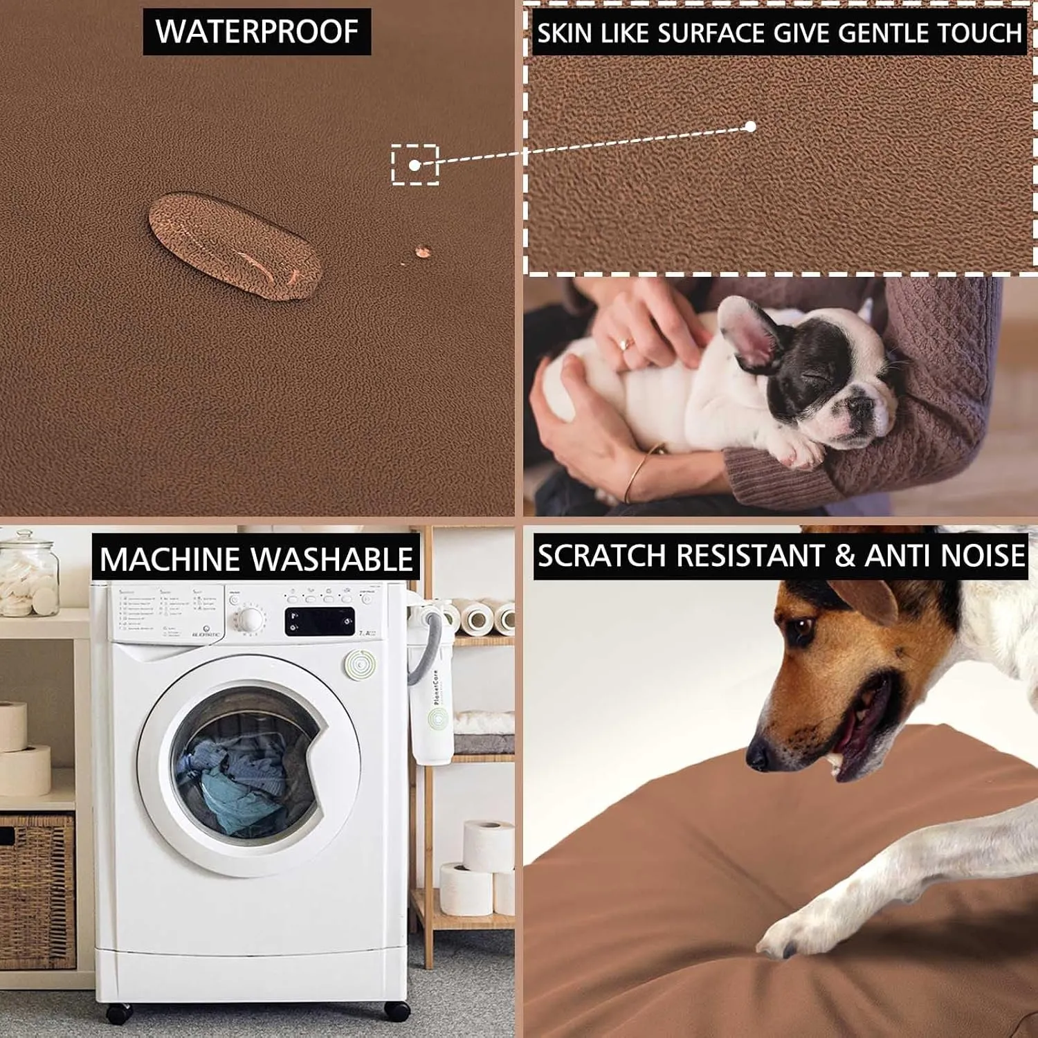 Dog Bed Cover Waterproof Replacement Machine Washable Covers for 20x20 Inch Dog Bed Heavy Duty Scratch Resistant Mattress Protector Pet Bed Round Brown Cover Only
