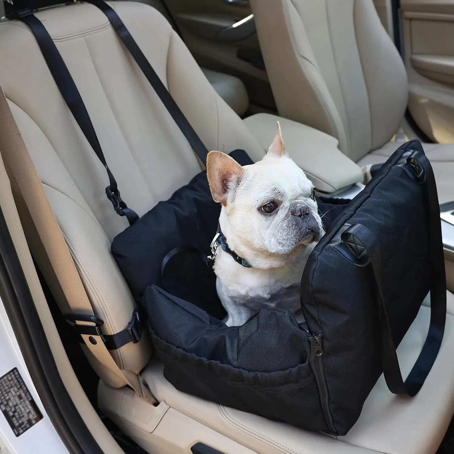 Dog Car Seat, Removable Airbag Design Black Washable Pet Booster Seats with Thick Cushion, Travel Safety Puppy Carseat for Medium or Small Dog Up to 33 lbs