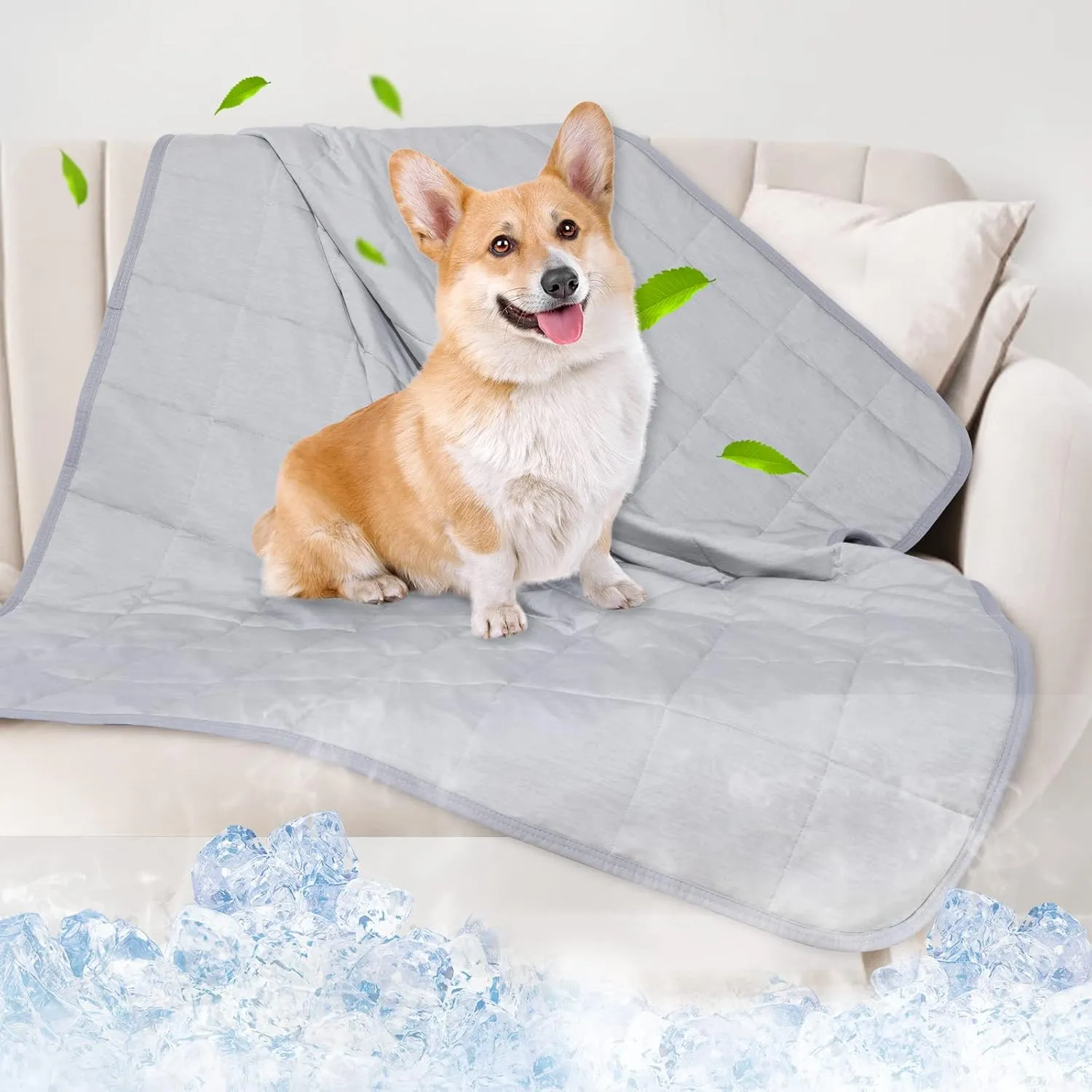 Dog Cooling Blanket, 0.4 Q-MAX Cooling Blanket For Large Dogs Washable, Cool To Touch Dog Blankets For Bed Cover, Soft Lightweight Cooling Dog Blanket Help Your Pet Sleep Well In Summer (43"55"/Grey)