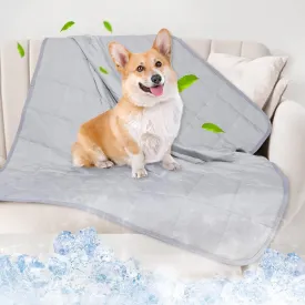 Dog Cooling Blanket, 0.4 Q-MAX Cooling Blanket For Large Dogs Washable, Cool To Touch Dog Blankets For Bed Cover, Soft Lightweight Cooling Dog Blanket Help Your Pet Sleep Well In Summer (43"55"/Grey)