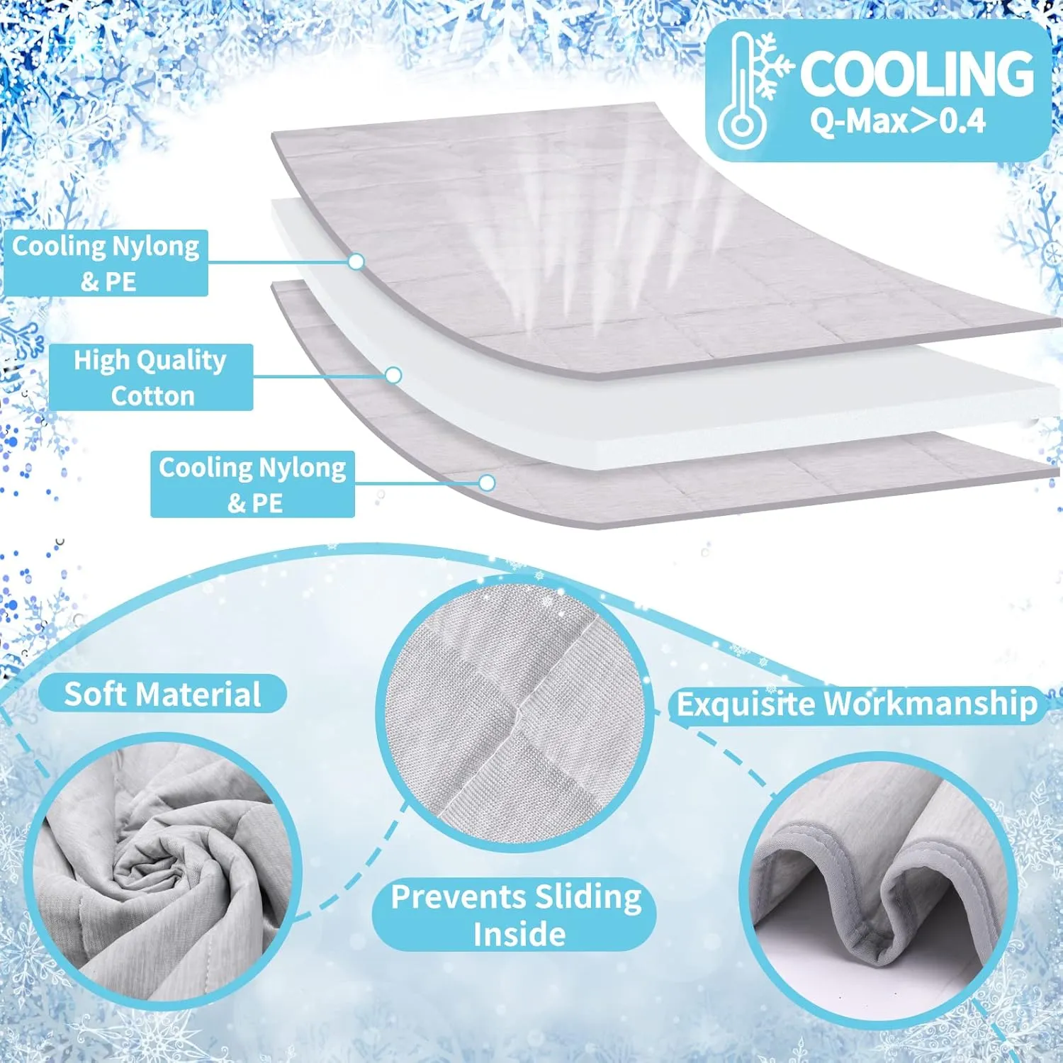 Dog Cooling Blanket, 0.4 Q-MAX Cooling Blanket For Large Dogs Washable, Cool To Touch Dog Blankets For Bed Cover, Soft Lightweight Cooling Dog Blanket Help Your Pet Sleep Well In Summer (43"55"/Grey)