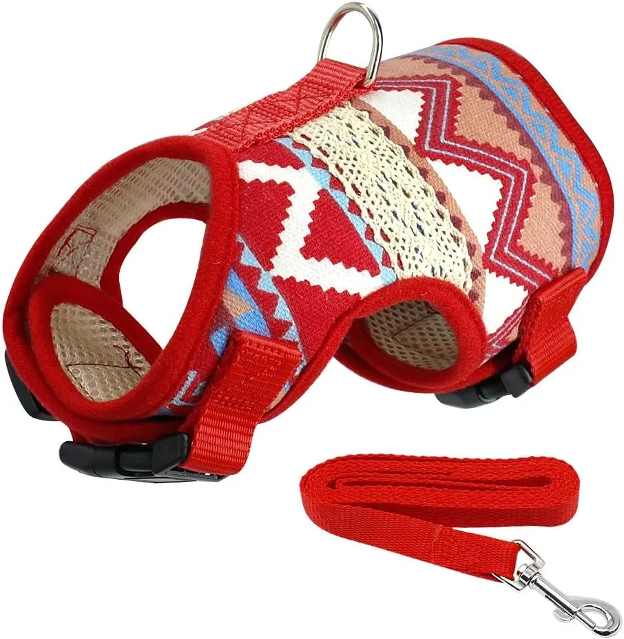 Dog Harness & Leash Set for Small Breeds (Medium, Adobe)