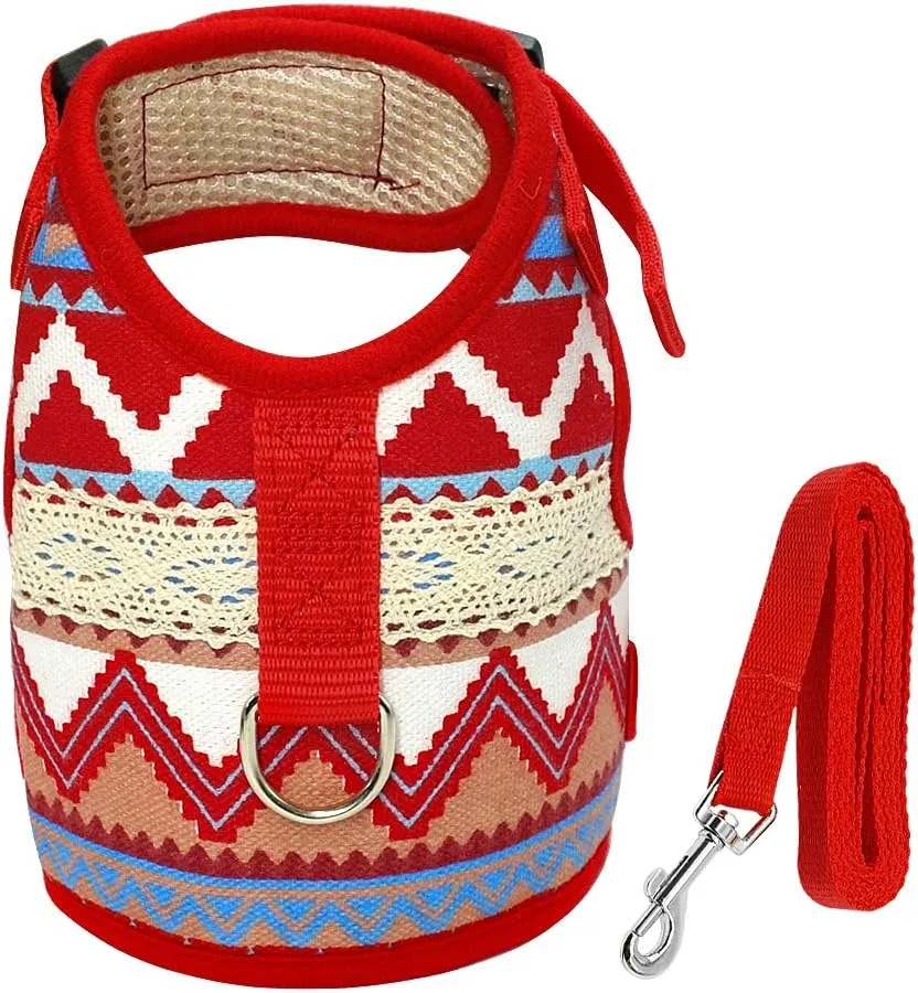 Dog Harness & Leash Set for Small Breeds (Medium, Adobe)