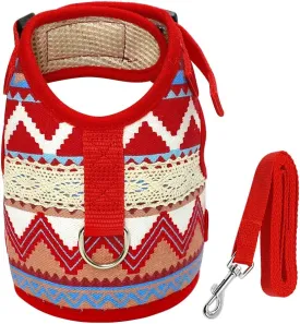 Dog Harness & Leash Set for Small Breeds (Medium, Adobe)