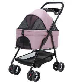 Dog Pram Dog Pushchair,Pet Stroller with Detachable Cabin Bag,4 Wheels pet pram cart for Dogs and Cats,Foldable pet Trolley,Swivel Front Wheel,Rear Wheel with Foot Brakes,Front and Back Open