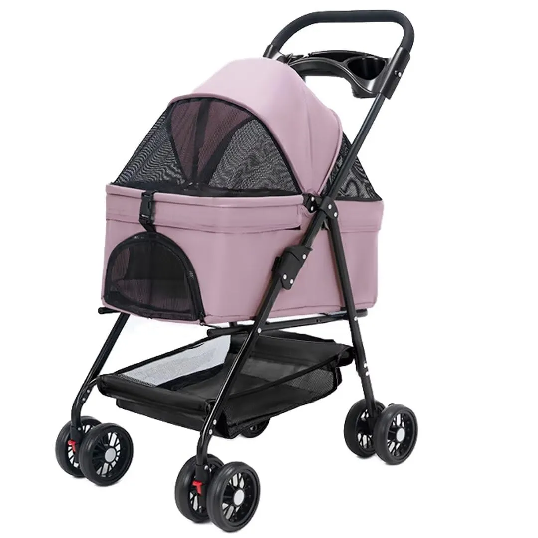Dog Pram Dog Pushchair,Pet Stroller with Detachable Cabin Bag,4 Wheels pet pram cart for Dogs and Cats,Foldable pet Trolley,Swivel Front Wheel,Rear Wheel with Foot Brakes,Front and Back Open
