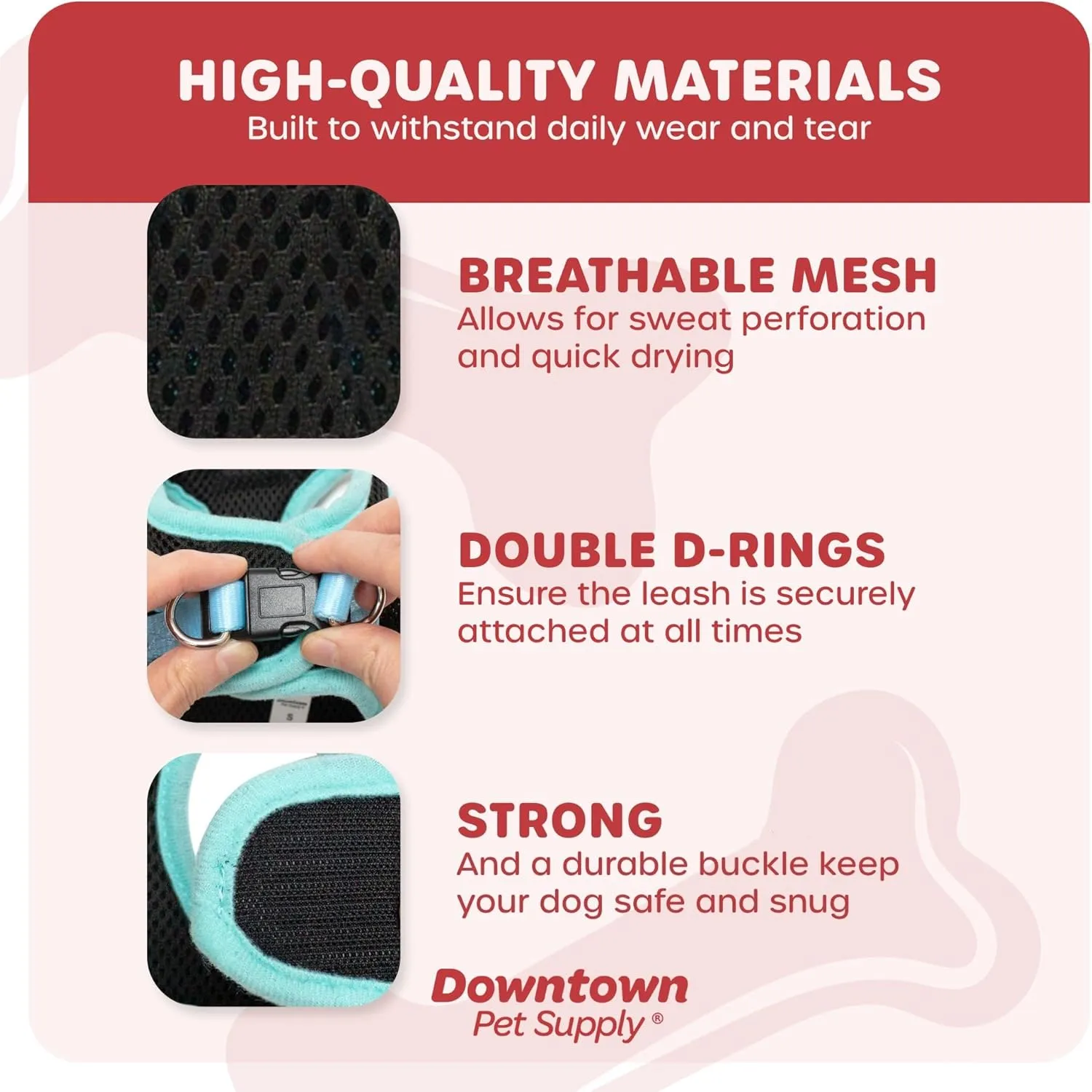 Downtown Pet Supply Step in Dog Harness No Pull, XX-Large, Black w/Light Blue Trim - Adjustable Harness with Padded Mesh Fabric and Reflective Trim - Buckle Strap Harness for Dogs