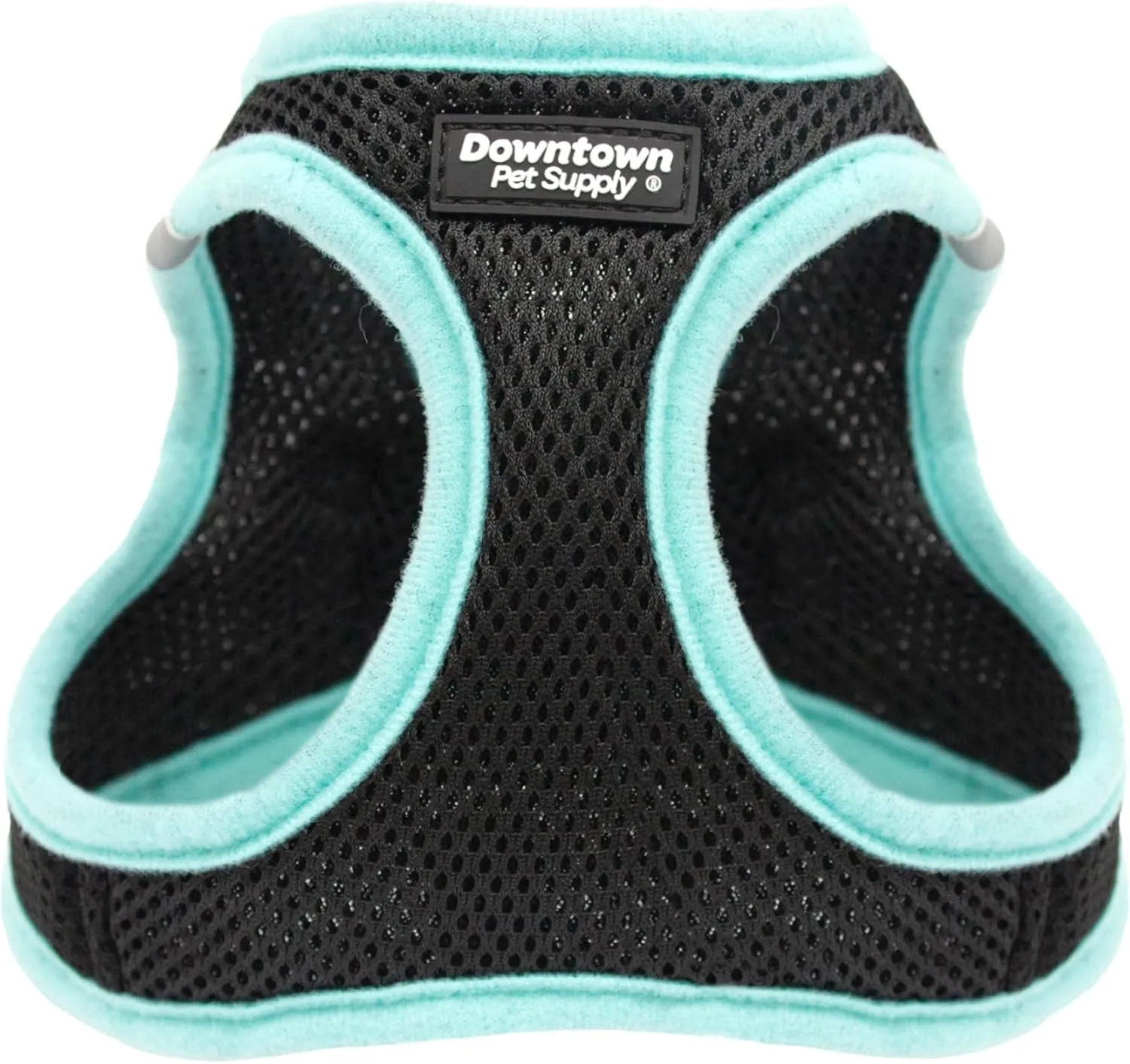 Downtown Pet Supply Step in Dog Harness No Pull, XX-Large, Black w/Light Blue Trim - Adjustable Harness with Padded Mesh Fabric and Reflective Trim - Buckle Strap Harness for Dogs