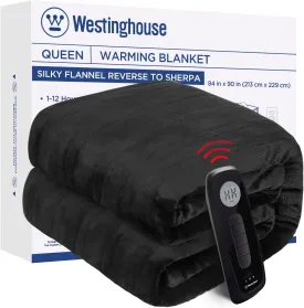 Electric Heated Flannel Blanket, Queen 84" x 90", Charcoal