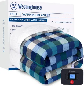 Electric Heated Sherpa Plaid Blanket 72" x 84", Green