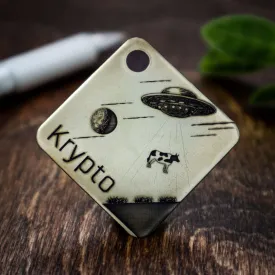 Engraved Dog Tags  - UFO Design