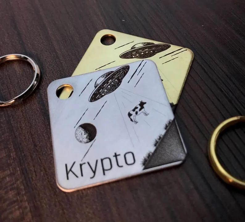 Engraved Dog Tags  - UFO Design