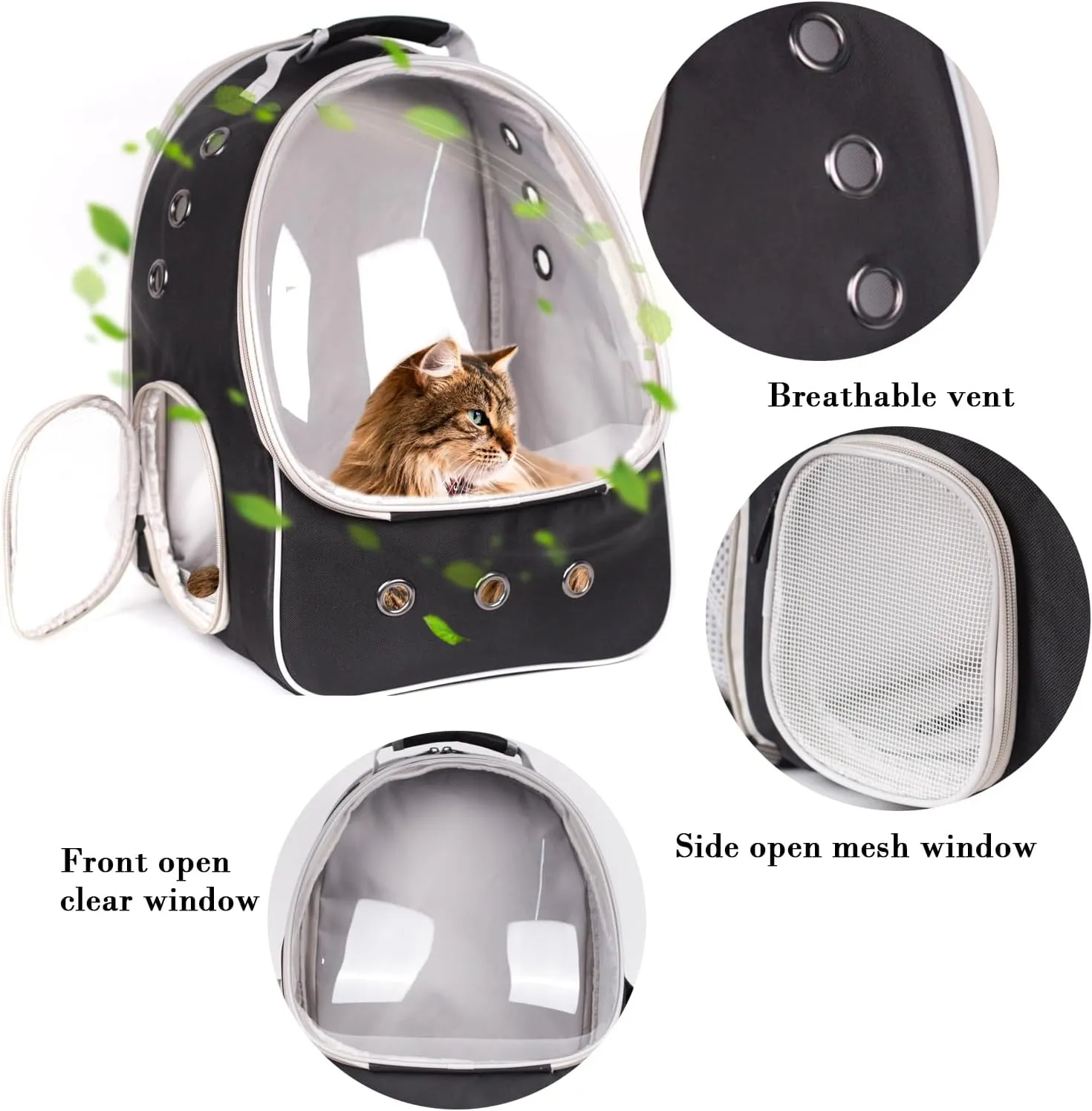 Expandable Pet Carrier for Cats and Small Dogs,Ventilated Carrier Backpacks Bag with Comfortable Shoulder Straps, Airline Approved Pet Carriers for Small Dogs Kitten Puppy (Black, Back Extension)