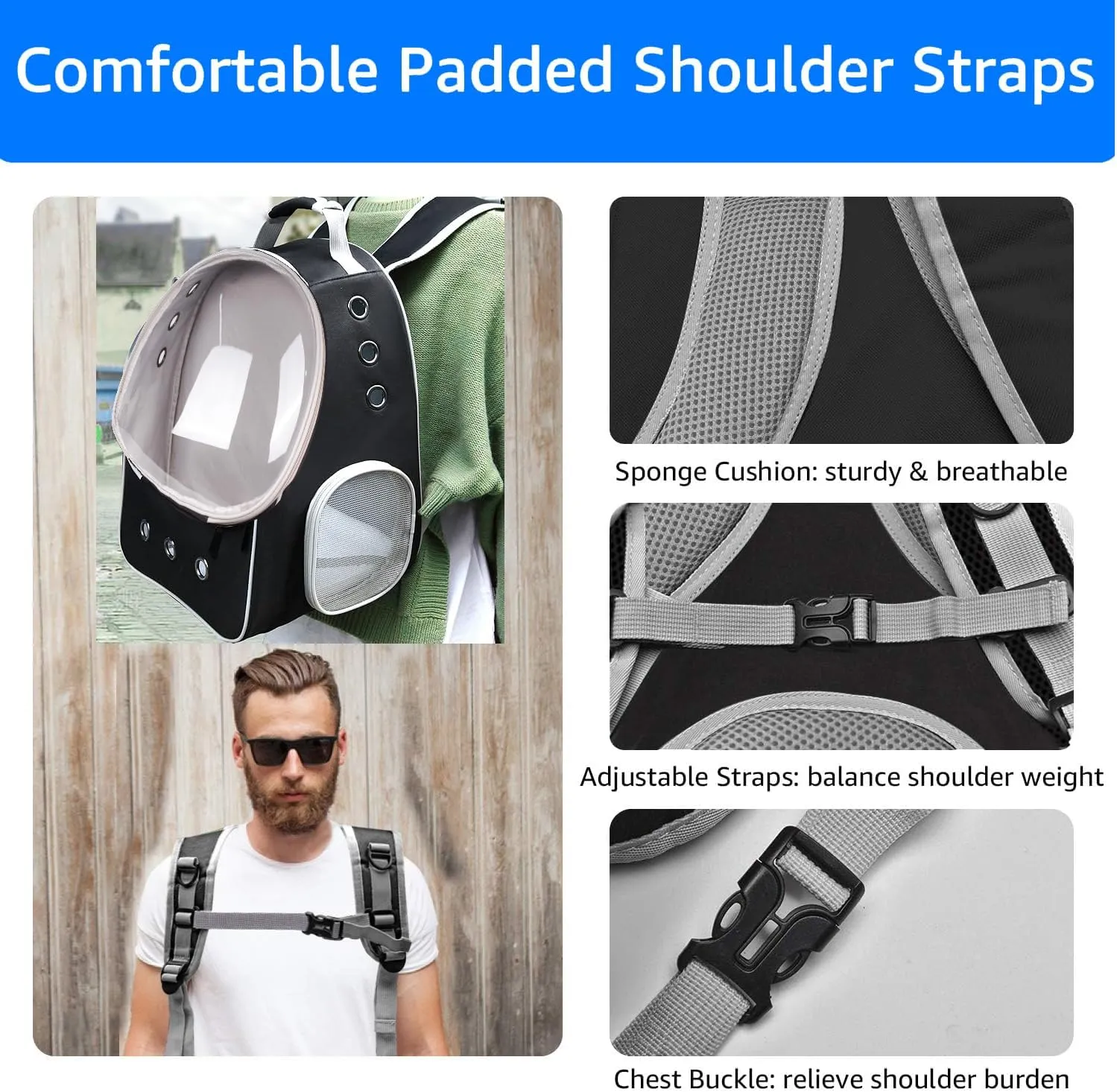 Expandable Pet Carrier for Cats and Small Dogs,Ventilated Carrier Backpacks Bag with Comfortable Shoulder Straps, Airline Approved Pet Carriers for Small Dogs Kitten Puppy (Black, Back Extension)
