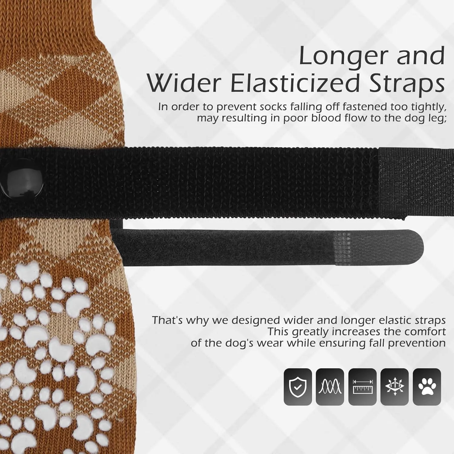 EXPAWLORER Dog Socks to Prevent Licking Paws, Dog Shoes for Hot Pavement, Anti Slip Dog Booties for Hardwood Floors, Dog Boots & Paw Protectors for Small Medium Large Senior Dogs, Khaki L