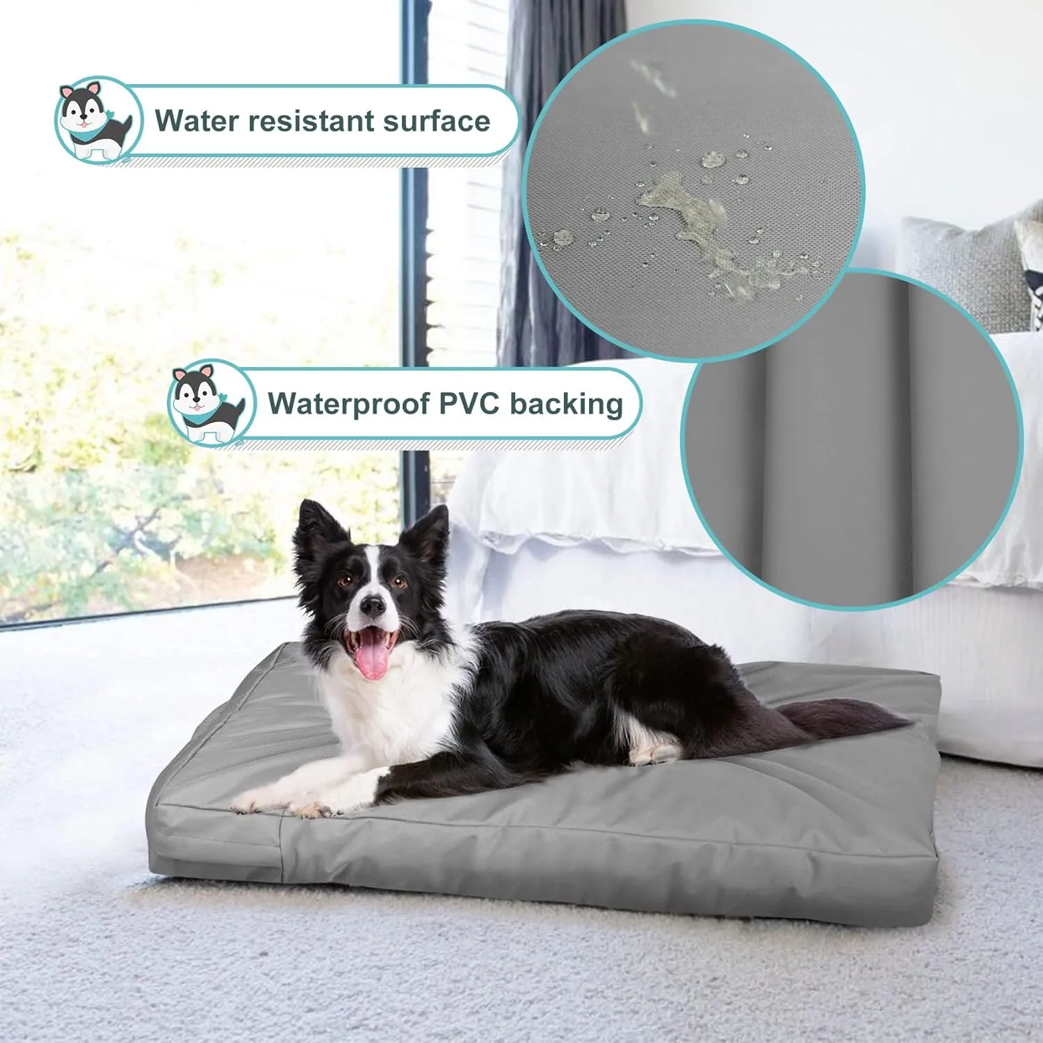 Explore Land Waterproof Dog Bed Cover Canvas Washable Dog Crate Pad Replacement Cover for 42 Inch Crate, 40Lx27Wx4H inch, Gray