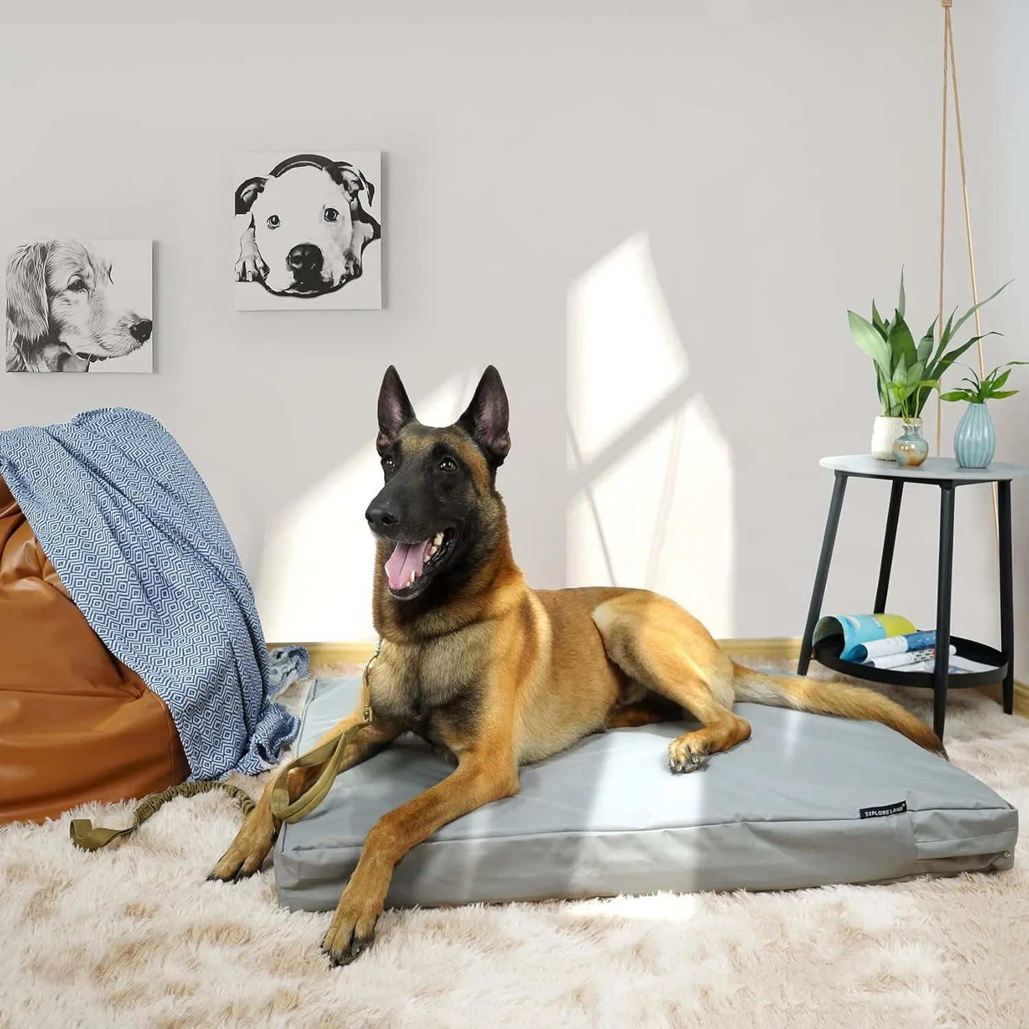 Explore Land Waterproof Dog Bed Cover Canvas Washable Dog Crate Pad Replacement Cover for 42 Inch Crate, 40Lx27Wx4H inch, Gray