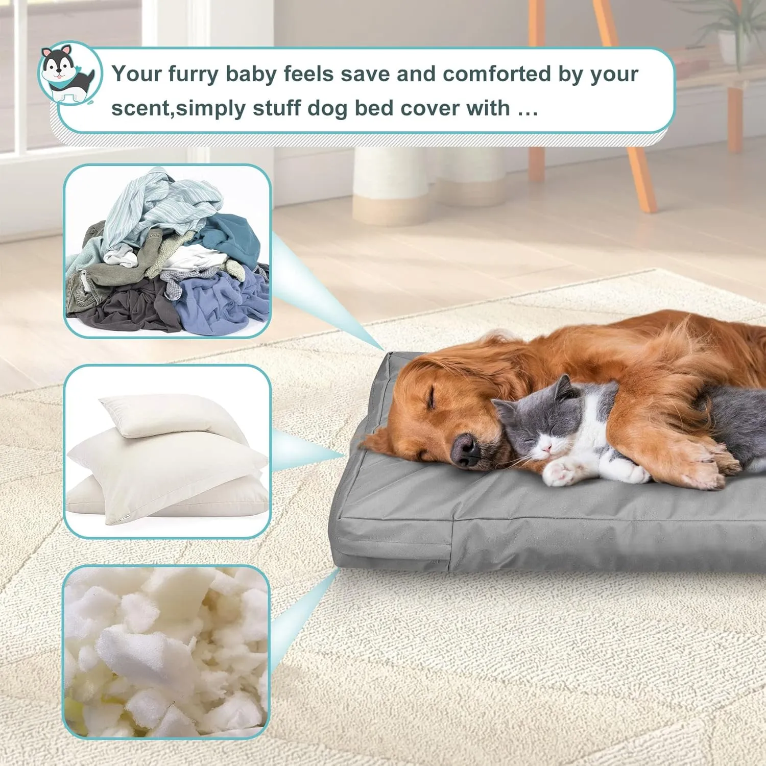 Explore Land Waterproof Dog Bed Cover Canvas Washable Dog Crate Pad Replacement Cover for 42 Inch Crate, 40Lx27Wx4H inch, Gray