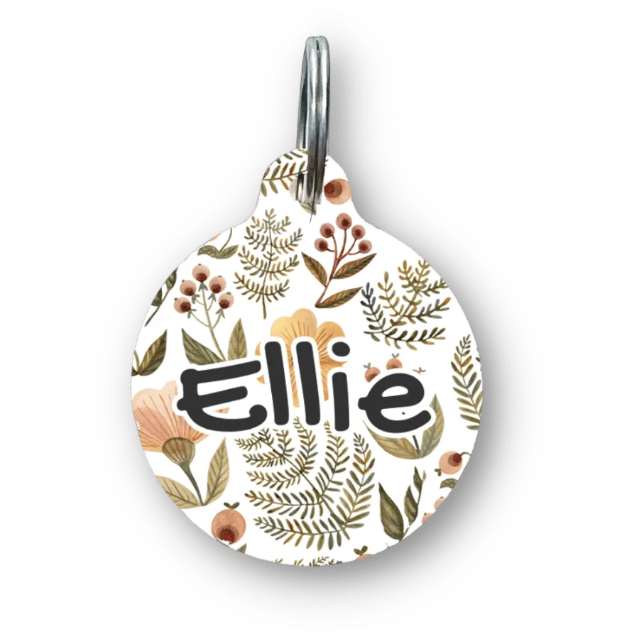 Flower Diary Circle Pet Tag