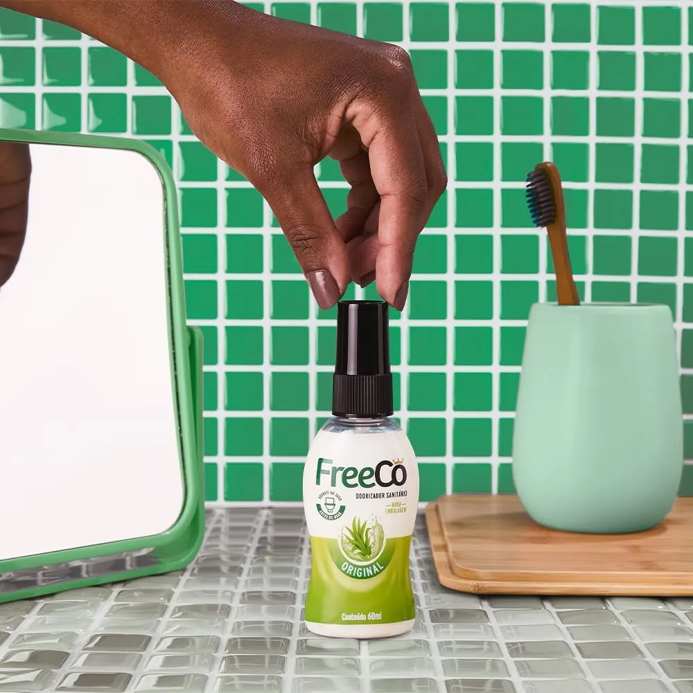 FreePoo - Toilet Odorizer Original Lemongrass - Pre Poop Odor Blocker, Aromatic Bathroom Spray, Air Freshener, Potty Deodorizer - Hygiene Kit Essential, Natural Oils - 2.0 floz