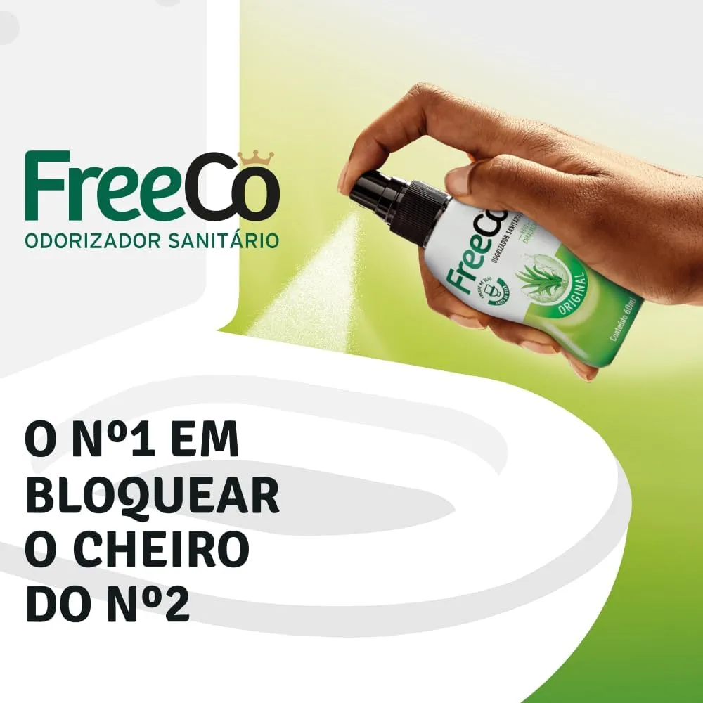 FreePoo - Toilet Odorizer Original Lemongrass - Pre Poop Odor Blocker, Aromatic Bathroom Spray, Air Freshener, Potty Deodorizer - Hygiene Kit Essential, Natural Oils - 2.0 floz