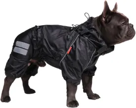 Full Body Dog Raincoat Adjustable Lightweight Windproof Waterproof Overalls Jacket for French Bulldogs Mops, Your Stylish Hunter, L