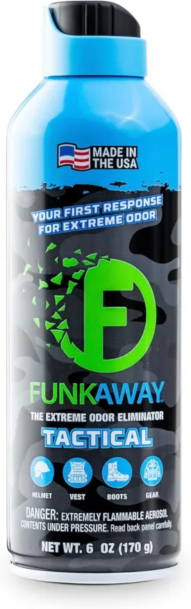 FunkAway Extreme Military Grade Odor Eliminating AeroSpray, 6 oz., Odor Eliminating Spray Designed for First Responders, Removes Sweaty, Musty, Smoke and Pet Odors