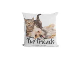 Fur Friends Custom Photo Pillow with Text Overlay