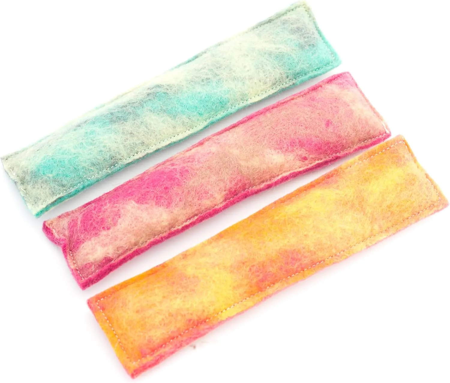 GLACIART ONE Catnip Kicker Toys - Durable, Chemical-Free Plush Pillows for Cats and Kittens - 3 Piece Set with Orange, Pink and Green Marble Design - Perfect for Teething, Biting, Chewing, Indoor Play